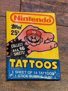 Vintage 1980s Nintendo Super Mario Topps Tattoos Gum Collectible Pack 25¢